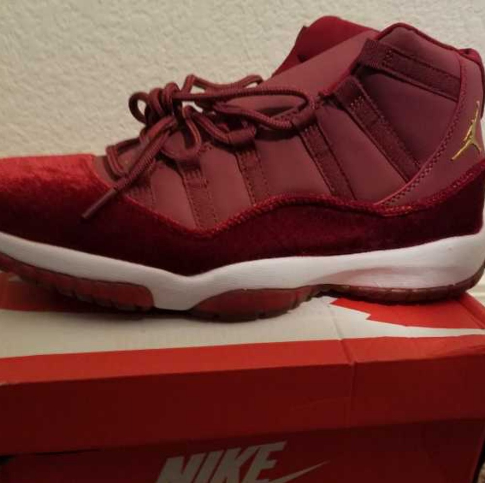 Crush red velvet Jordan 11s.